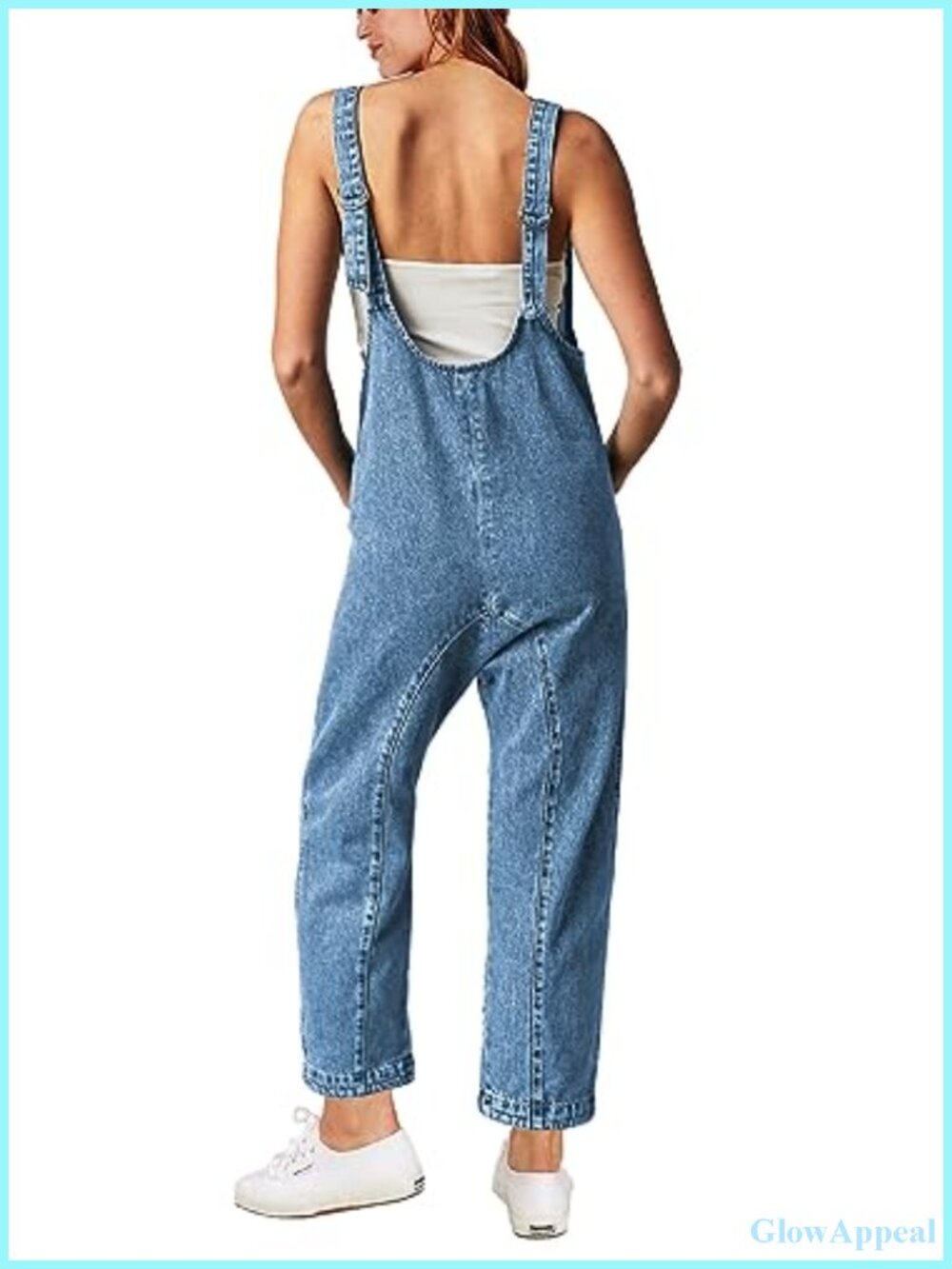 Women's Denim Jumpsuit Casual Sleeveless Loose Baggy Overalls with Pockets